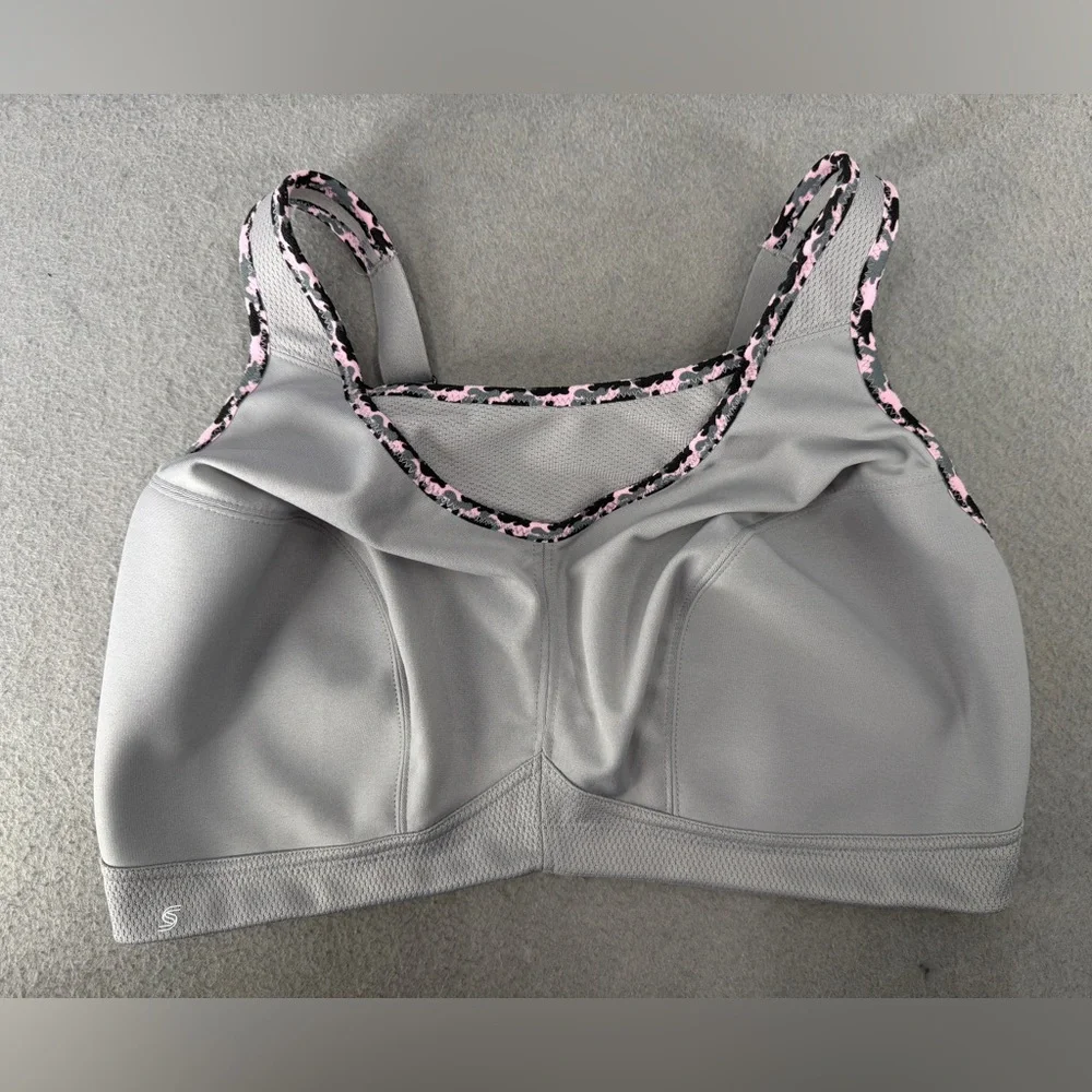 Glamorise No Bounce Cami Sports Bra‎ 42DD Gray Pink Wirefree Full Coverage 1066